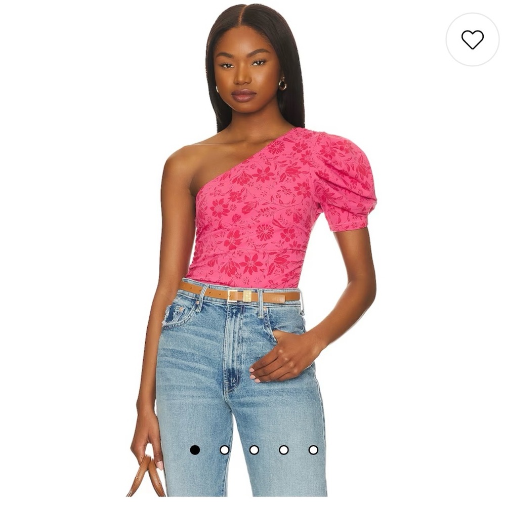 Free People Pink Floral One-Shoulder Bodysuit - Picture 2 of 10